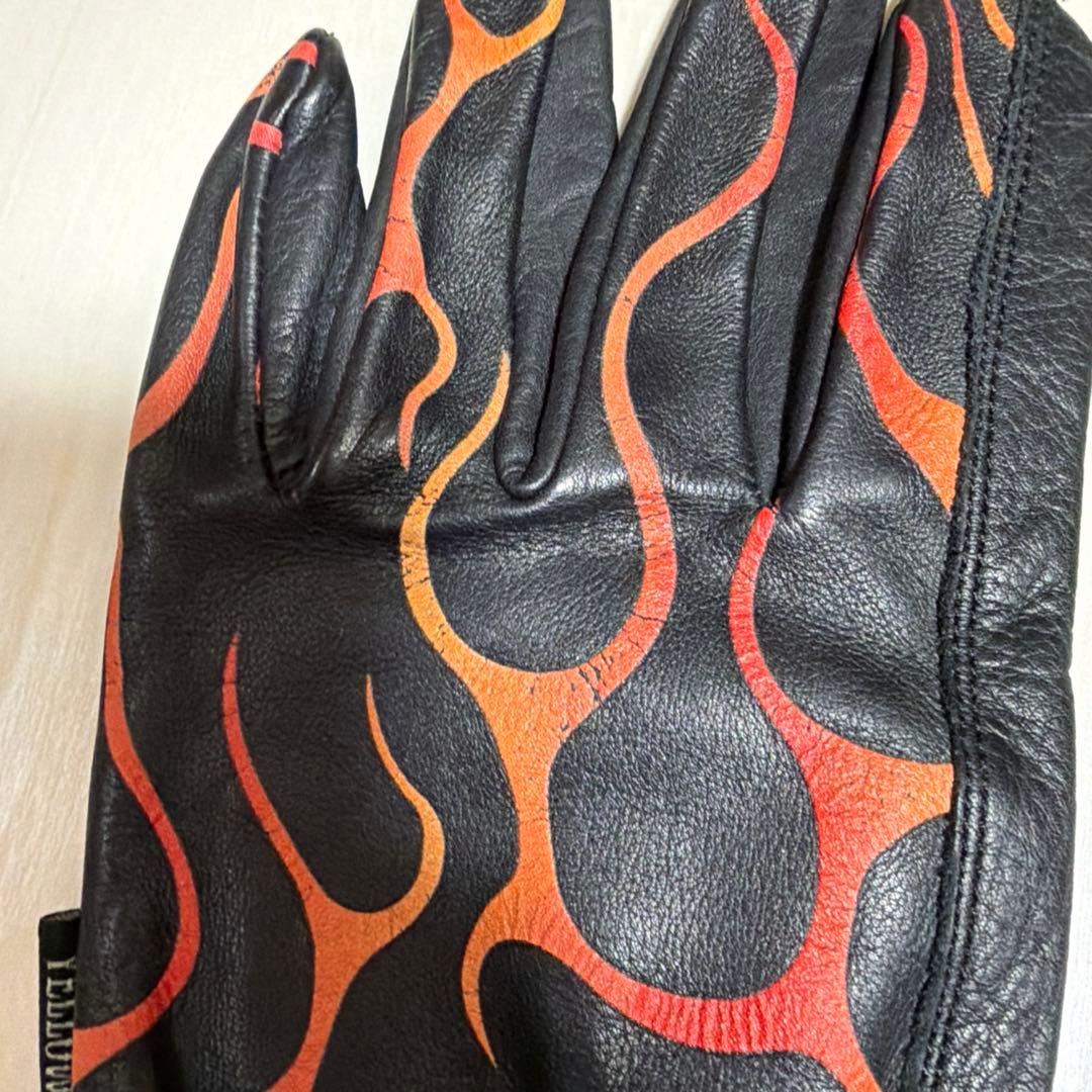 バイクウェア・装備 YELLOWGLOVE SHORT GLOVE / RED FLAMES L