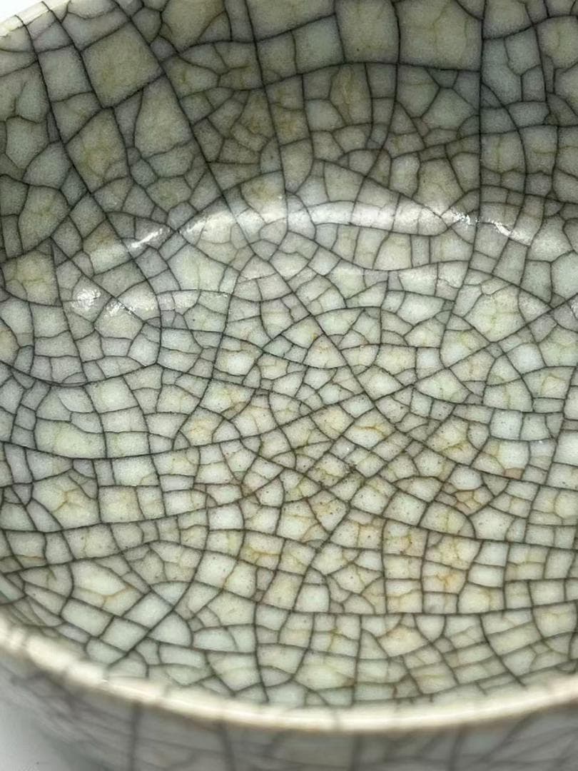 南宋時代　哥釉洗 哥窯氷裂紋洗　青磁　仿哥釉墩式洗　金絲鉄線(F-125)