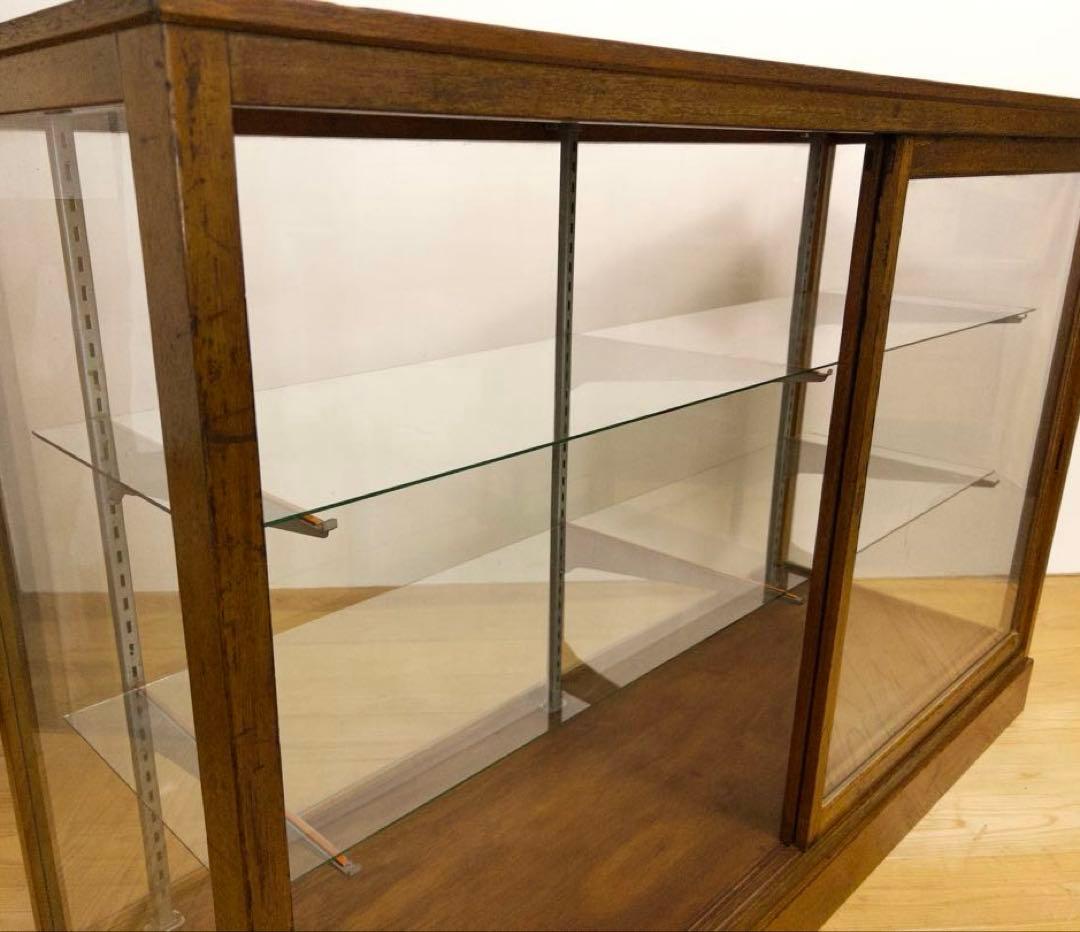 木枠　ガラス　ショーケース　横幅約151㎝　商店　M067　アンティーク　レトロ