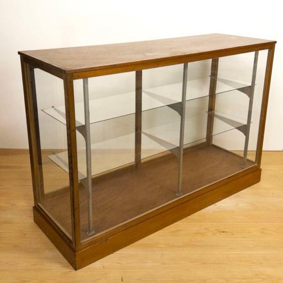 木枠　ガラス　ショーケース　横幅約151㎝　商店　M067　アンティーク　レトロ