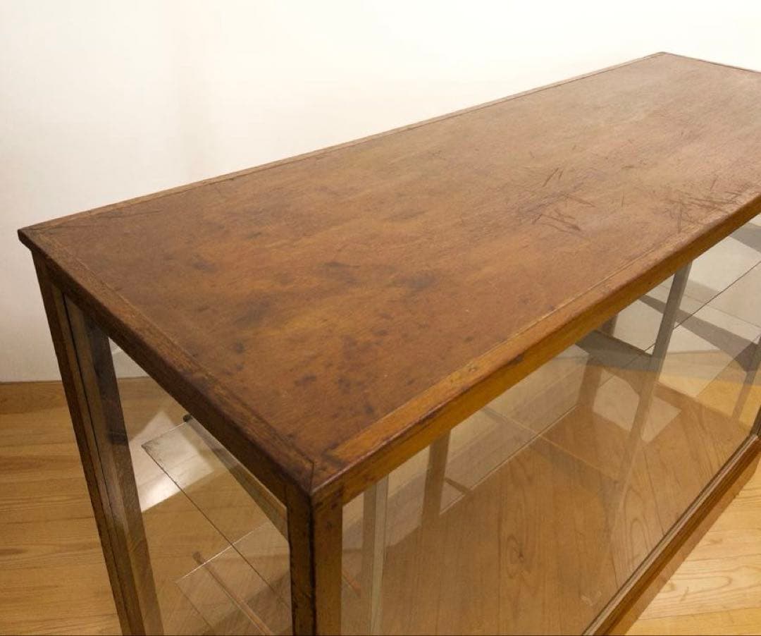 木枠　ガラス　ショーケース　横幅約151㎝　商店　M067　アンティーク　レトロ