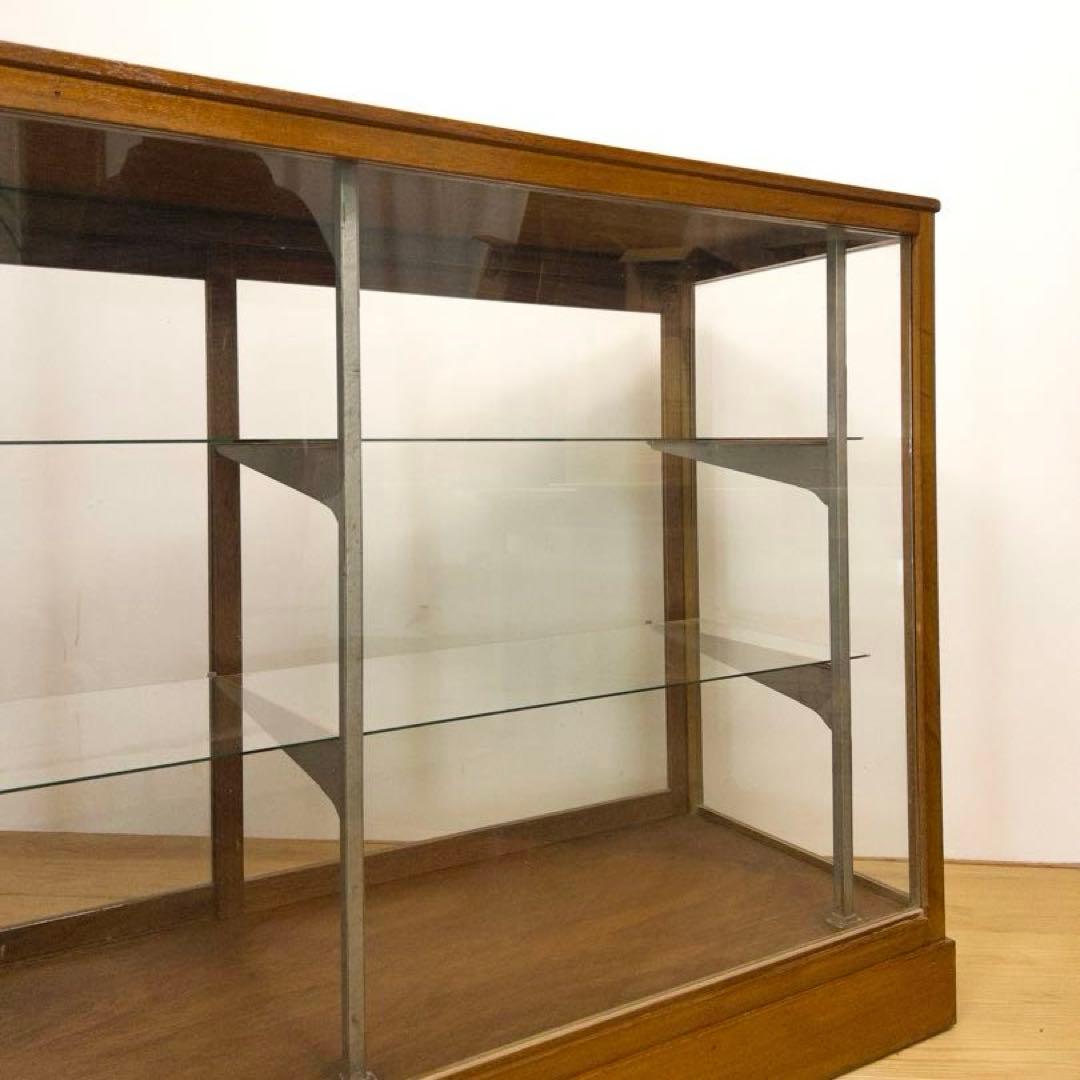 木枠　ガラス　ショーケース　横幅約151㎝　商店　M067　アンティーク　レトロ