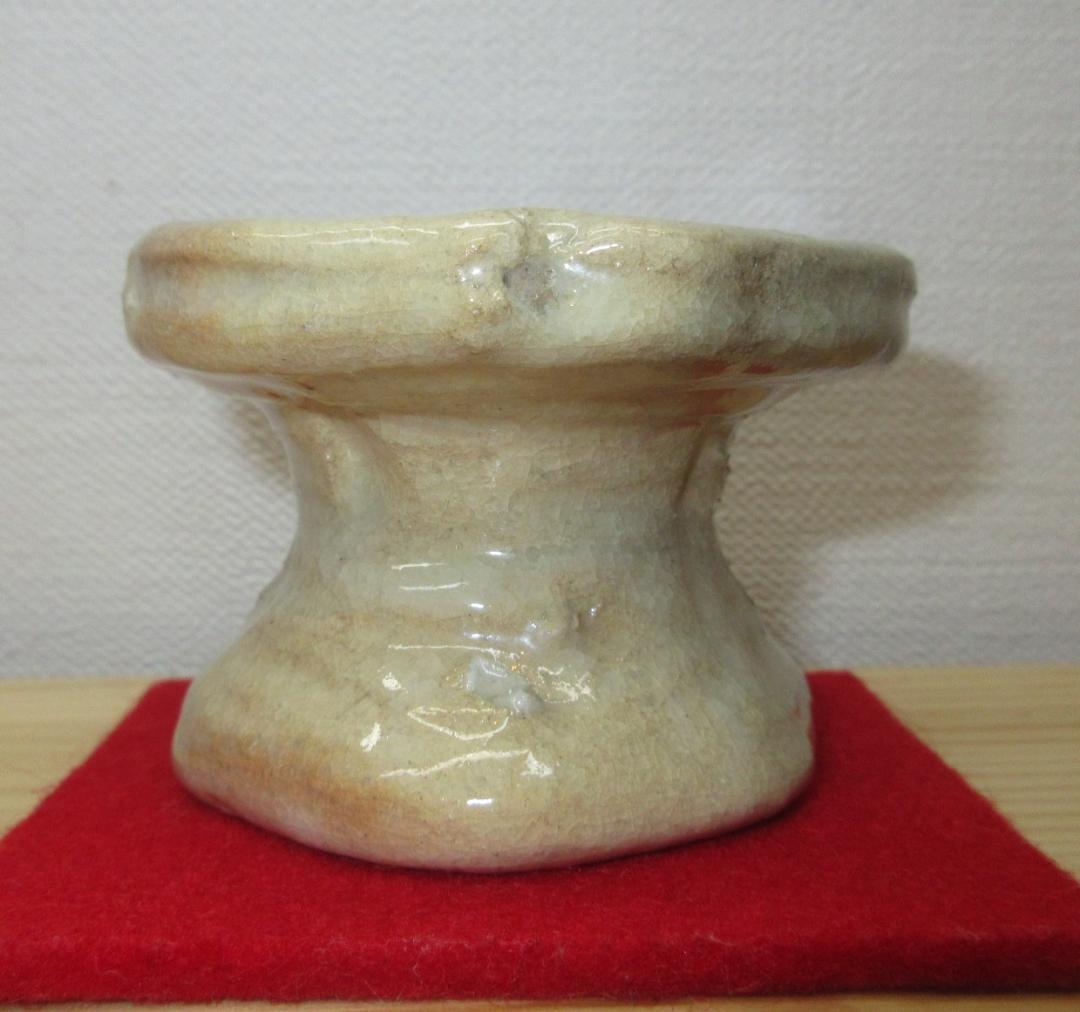 送料込【逢絢亭】茶道具 蓋置 楽焼 鶴亀蓋置 表千家流書付 楽惺入 共箱入り