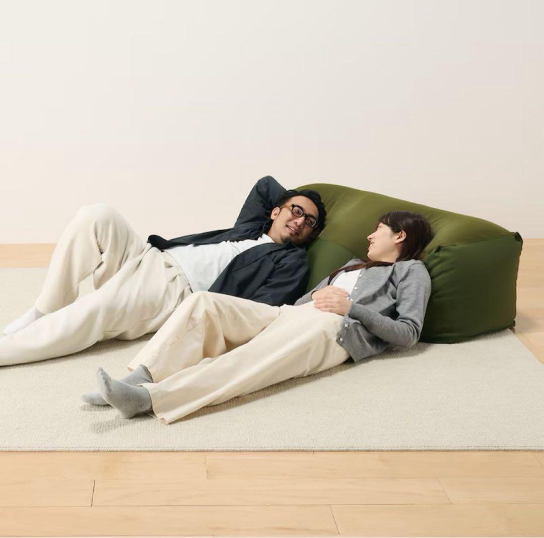 引き取り限定 無印良品（MUJI）体にフィットするソファ長方形 カバーセット