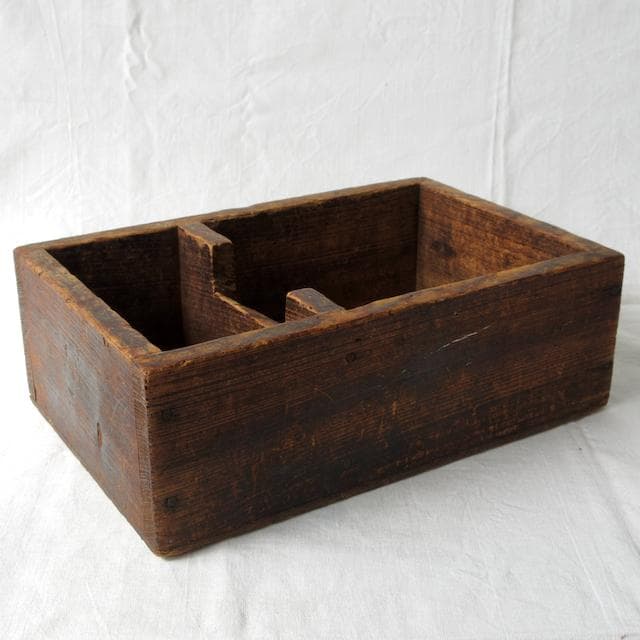 アンティーク　間仕切りのある道具箱 小物入れ 本棚 ヴィンテージ 古道具 民藝