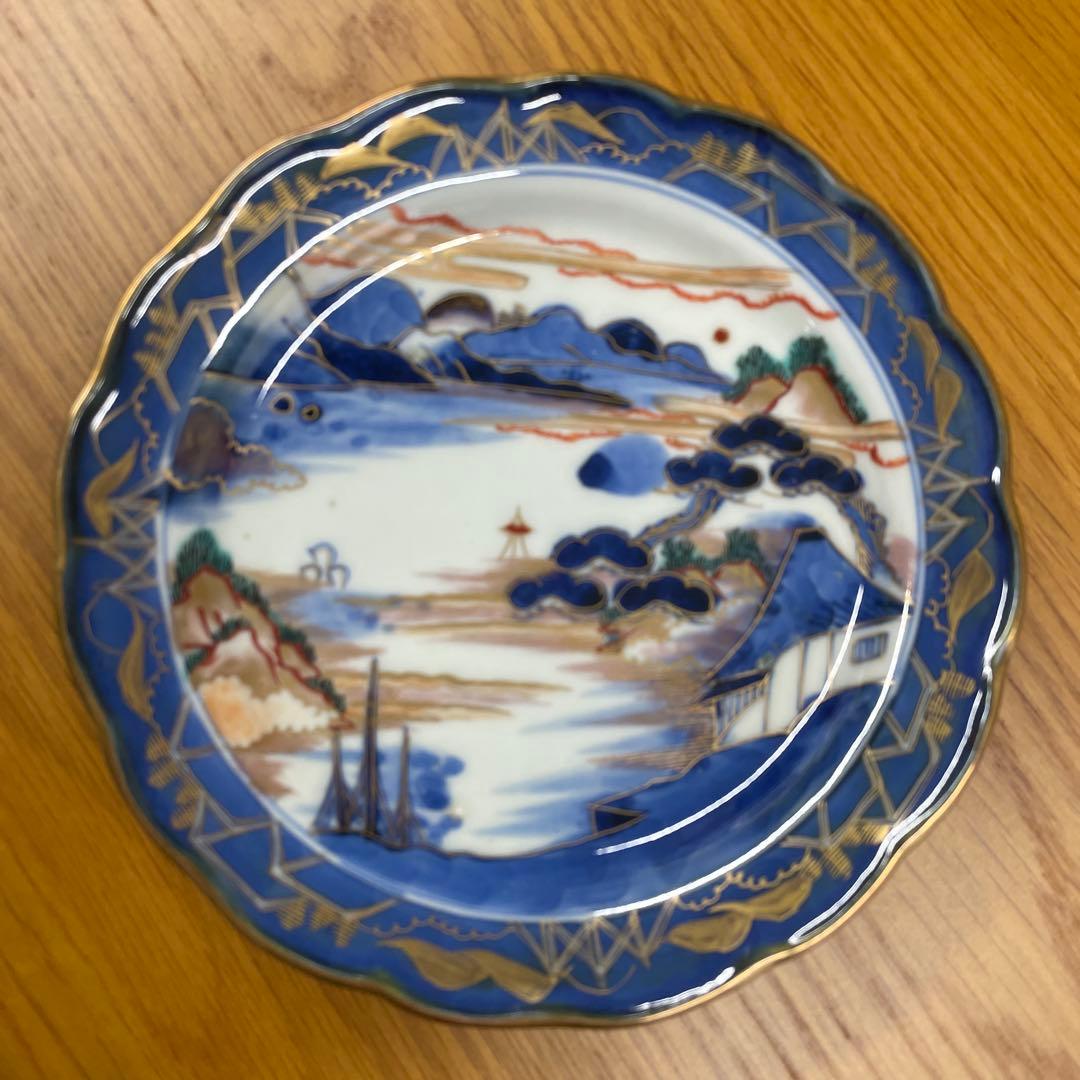 古伊万里焼　金彩色絵皿5枚セット