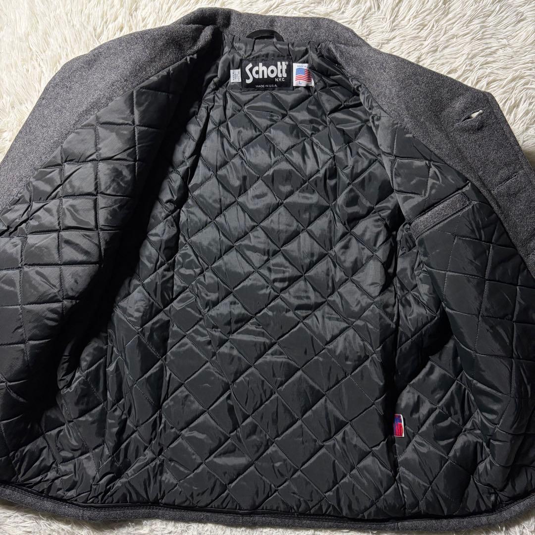 ジ*ム様 未使用/タグ付■schott ピーコート　736A メルトンウール　L