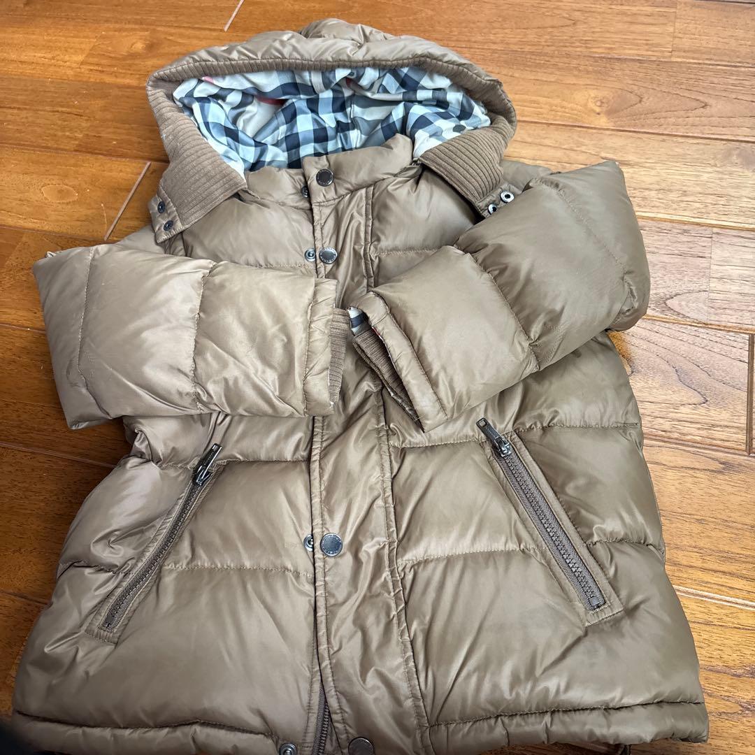 バーバリーロンドン　ダウンジャケット　茶系　120　メガノバチェック