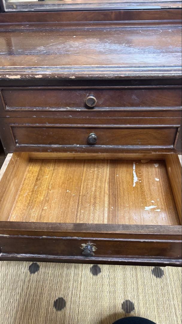 クラシック木製三面鏡ドレッサー　昭和レトロ