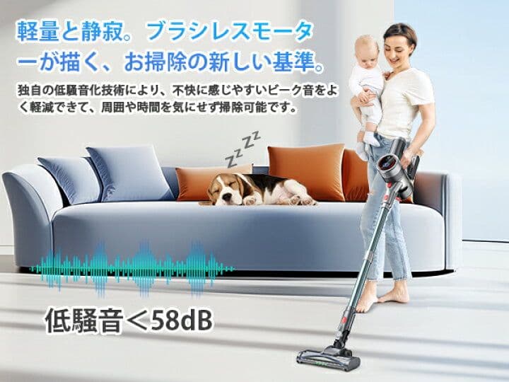 コードレス掃除機 スティッククリーナー 65分連続稼働 サイクロン式 強力吸引