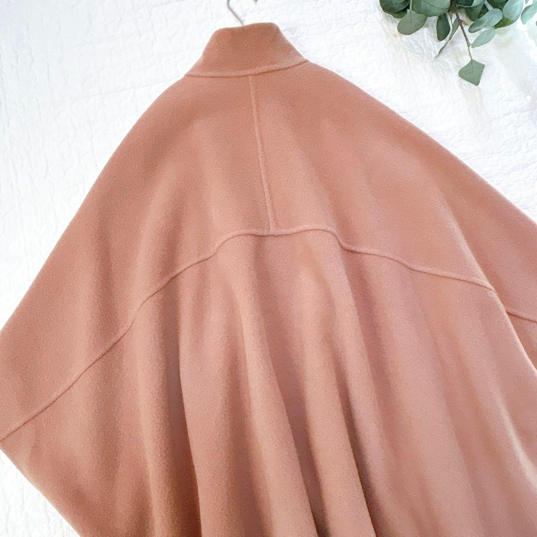 極美品 スローブイエナ 23年 スタンドカラーダブルフェイスポンチョ キャメル