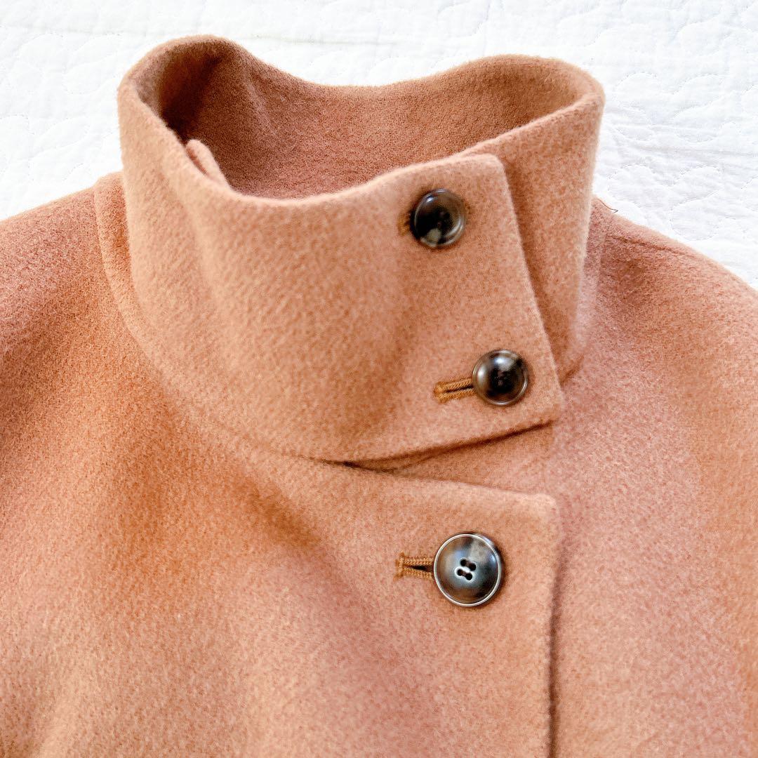 極美品 スローブイエナ 23年 スタンドカラーダブルフェイスポンチョ キャメル