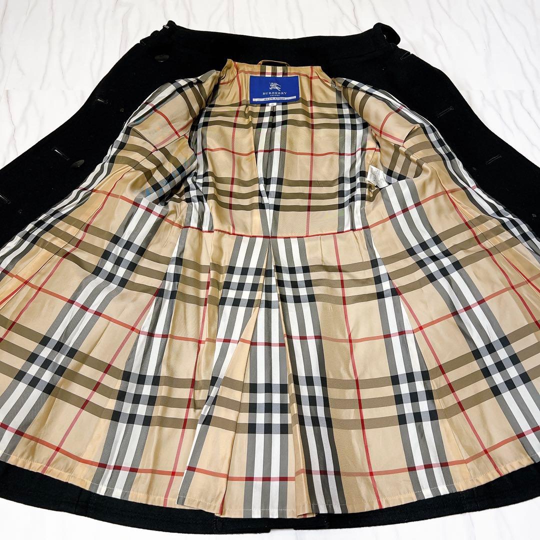 バーバリーブルーレーベル コート ダブル アンゴラ ベルト ノバチェック 38