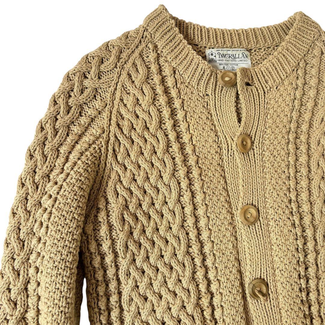 【Ｈｉ_ｊｉｒｉ】インバーアラン 黒タグ コットン カーディガン