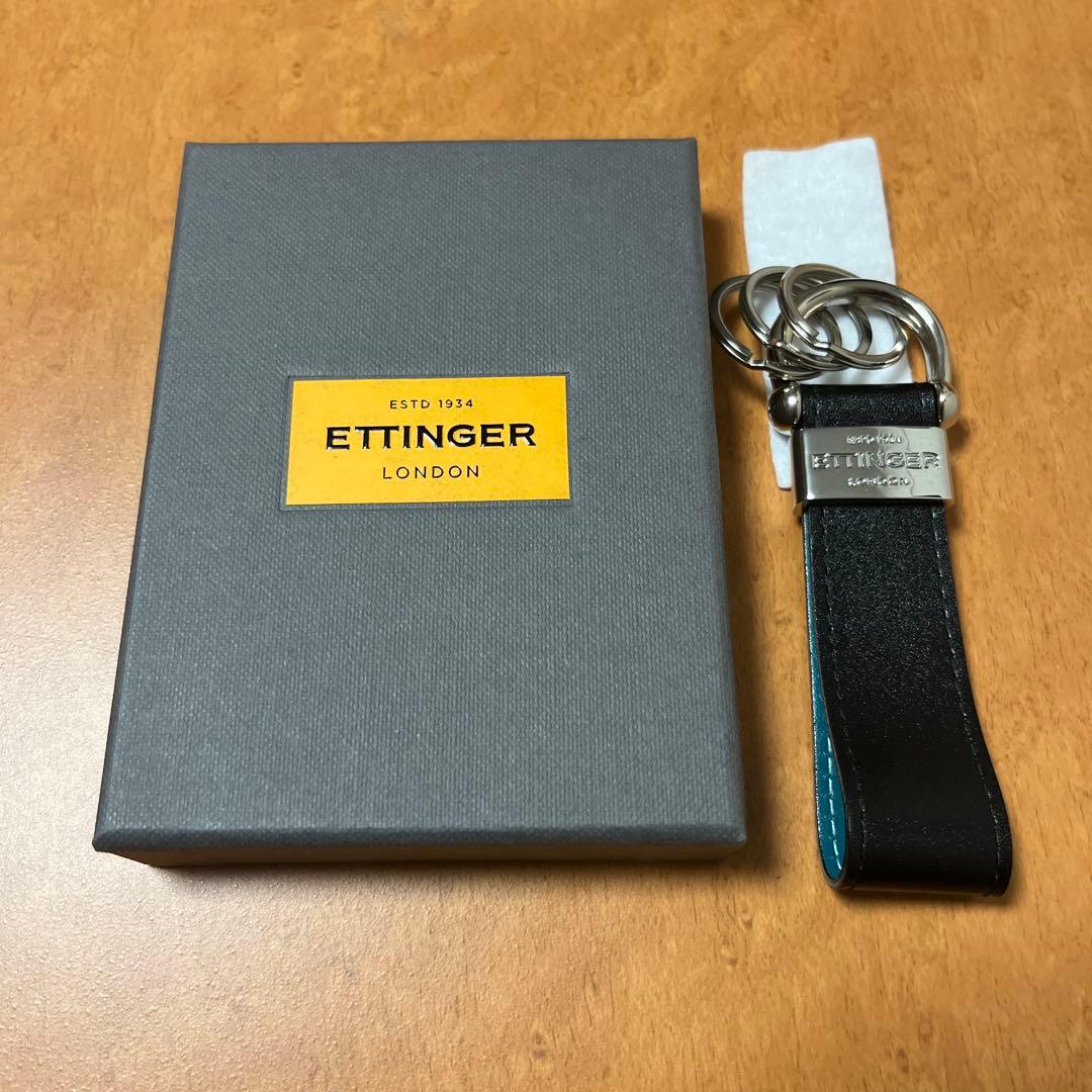 【未使用】ETTINGER キーリング・キーホルダー 3連 黒