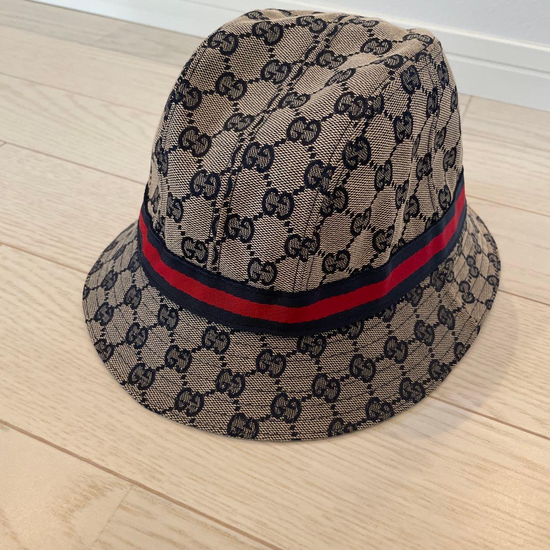 【新品未使用】GUCCI ネイビー ハット GG レディース　Mサイズ