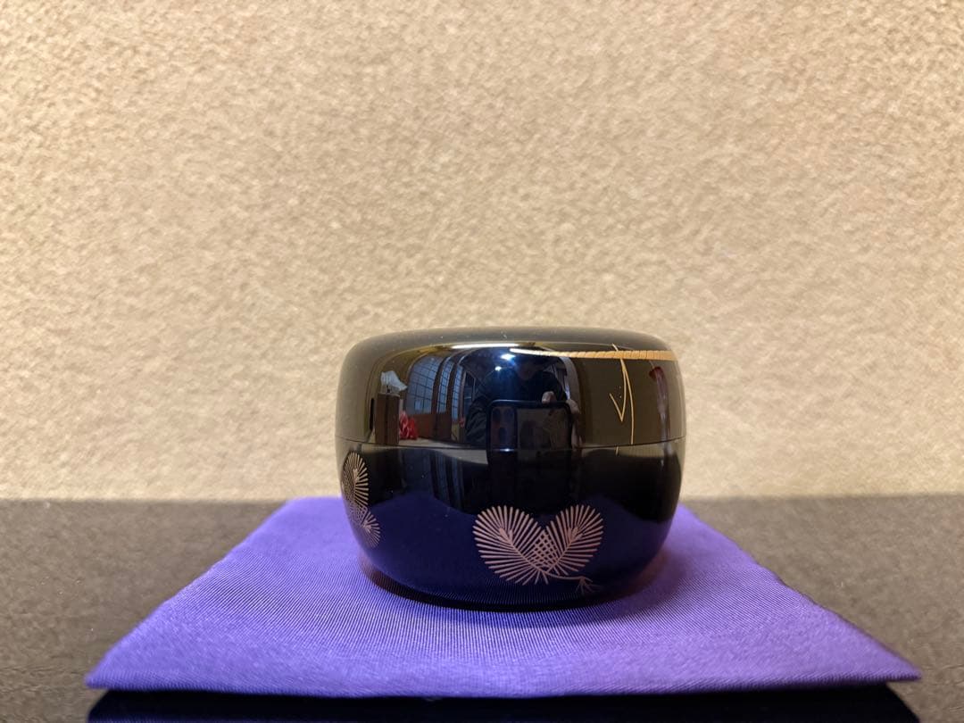 加賀蒔絵　村田百川　〆かざり蒔絵　平棗　共箱　 内梨地