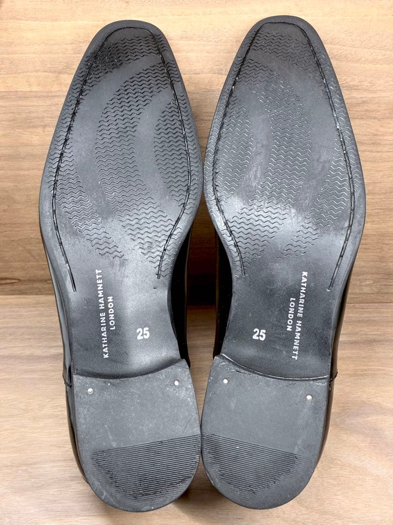 【未使用級】キャサリンハムネット ストレートチップ 黒 レザー 25cm 美品