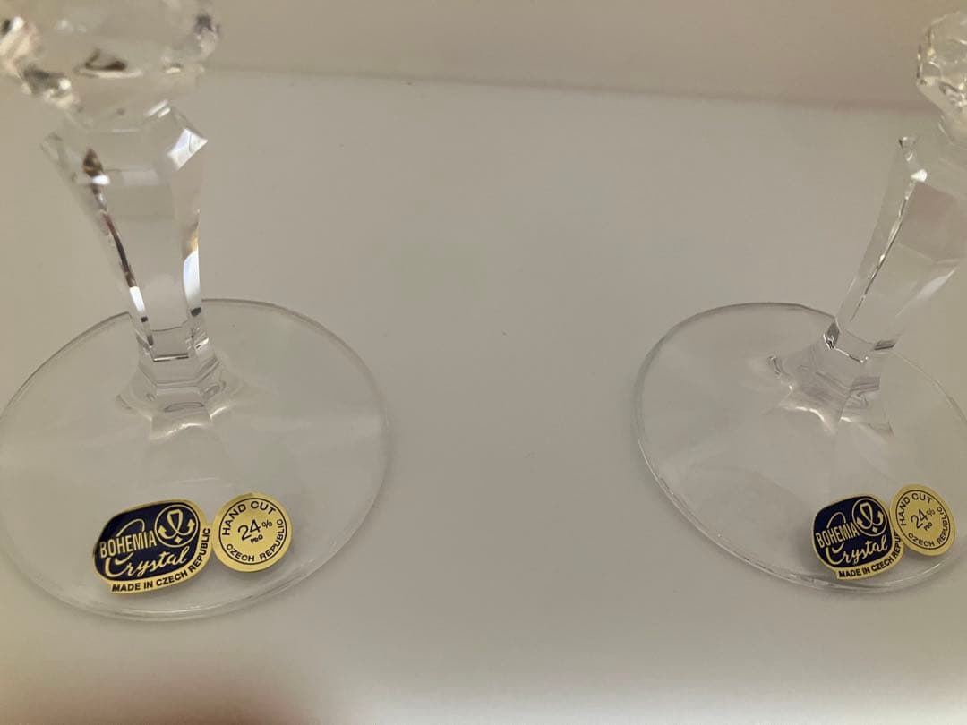 青赤エッチングデザインクリスタルグラス　ボヘミアングラス