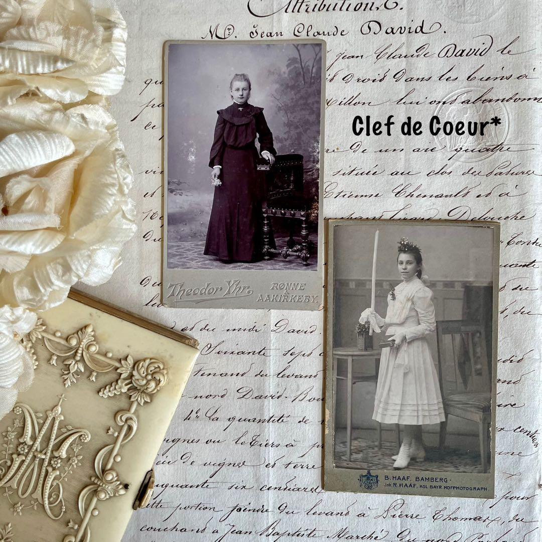 0725c アンティークポートレート コミュニオンフォト カルト・ド・ヴィジット