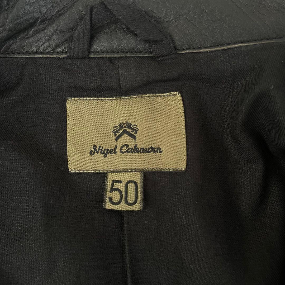未使用級 極美品 ナイジェルケーボン カウハイドコンビ ウール ピーコート XL