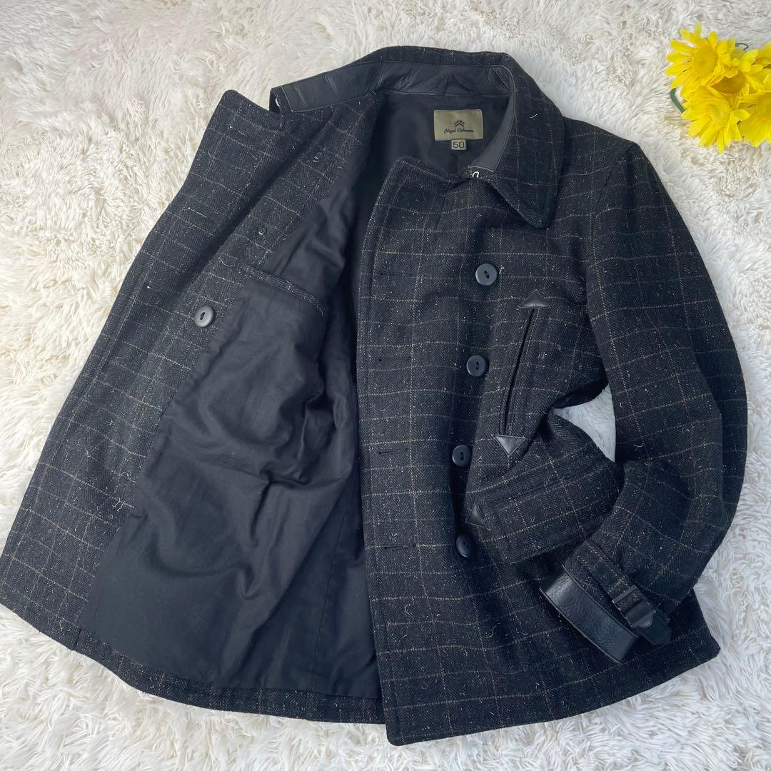 未使用級 極美品 ナイジェルケーボン カウハイドコンビ ウール ピーコート XL