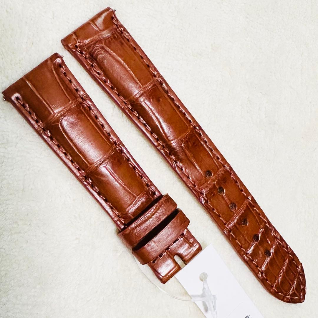 2045#19mm-16mmコニャック★本物クロコダイルレザーベルト★スイス製
