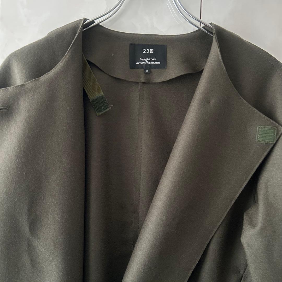 23区　圧縮ウールショートコート　カーキ　32