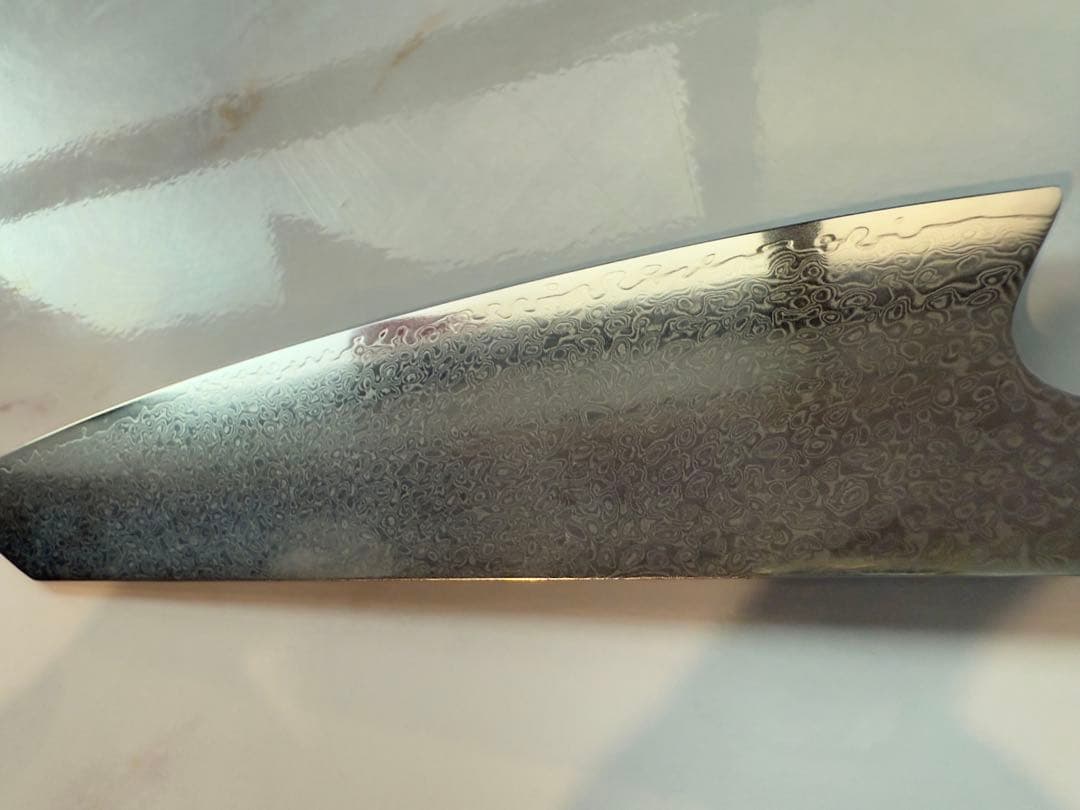 V10号金 ダマスカス シェフナイフ 刃渡210mm