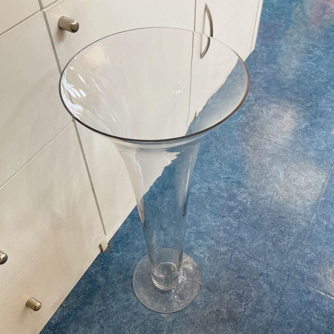 【 高さ66cm！ 】 ビッグサイズ ガラス 花瓶 フラワーベース