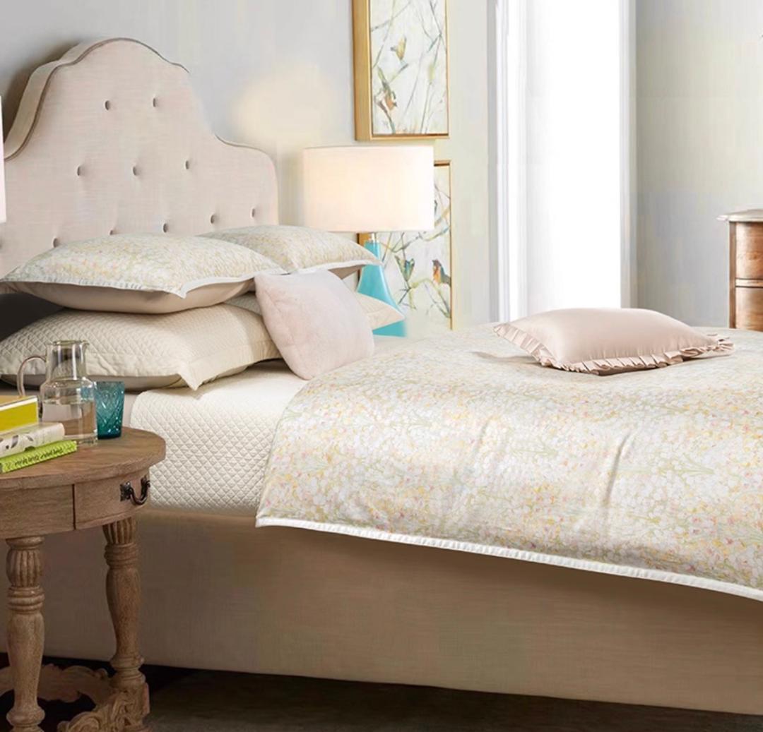 【キルティングカバー】エジプト超長綿 ベッドカバー ベッドパッド アイボリー