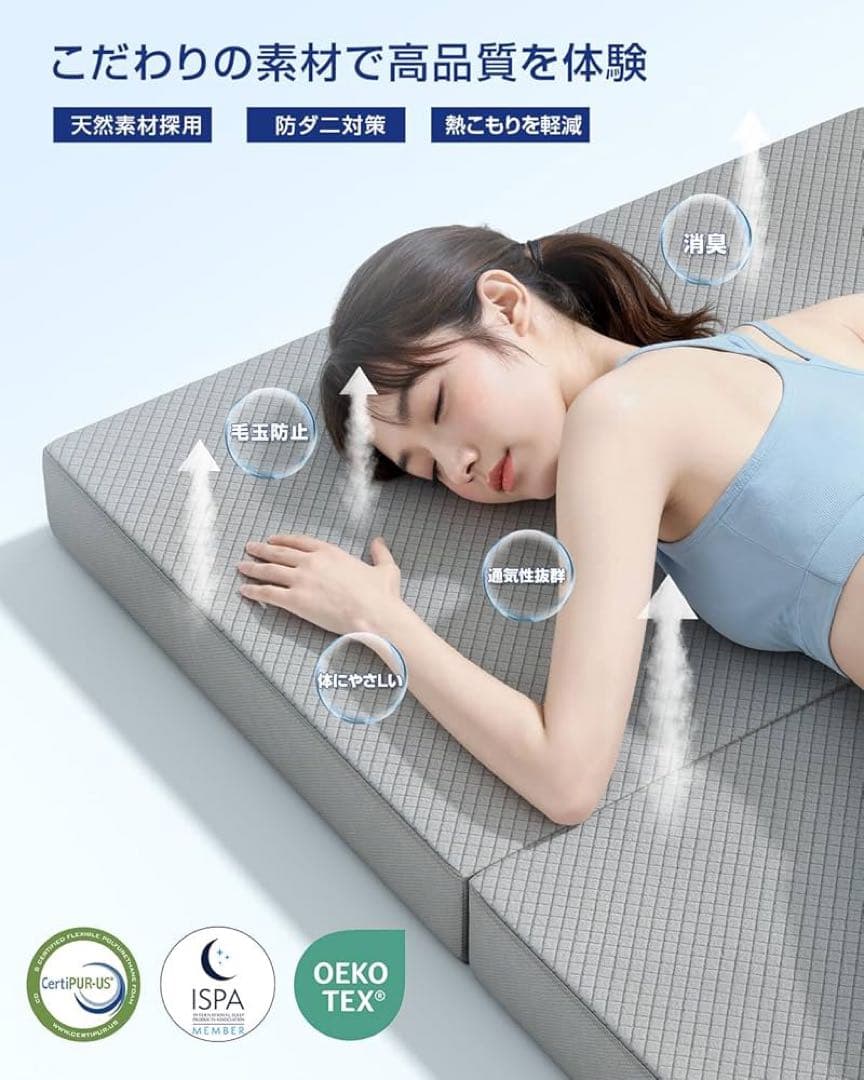 【新品:元値15800円】 三つ折り マットレス ダブルサイズ 固め 厚さ10㌢