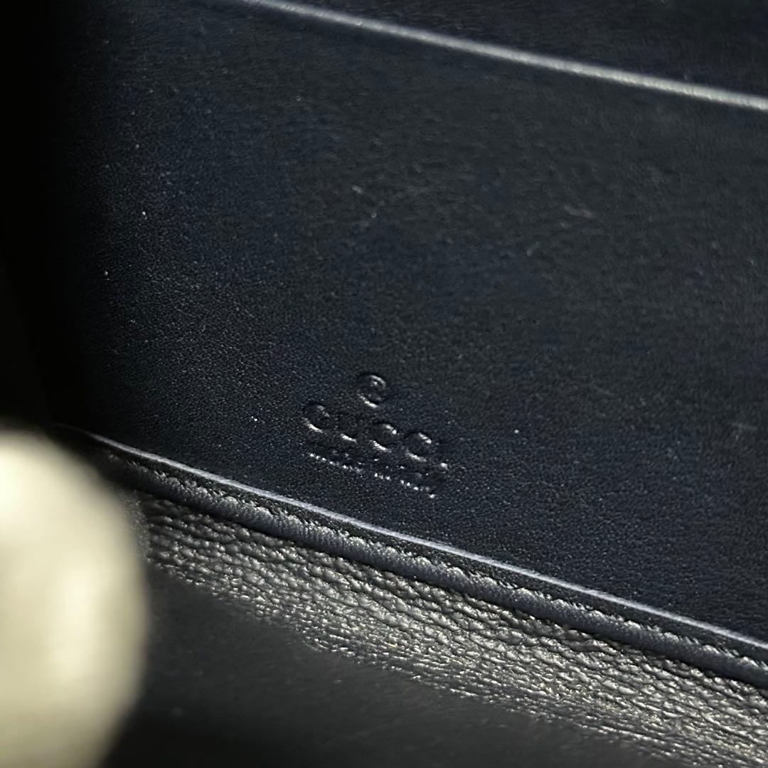 GUCCI グッチ　長財布　シェリーライン　ネイビー　ラウンドファスナー　GG