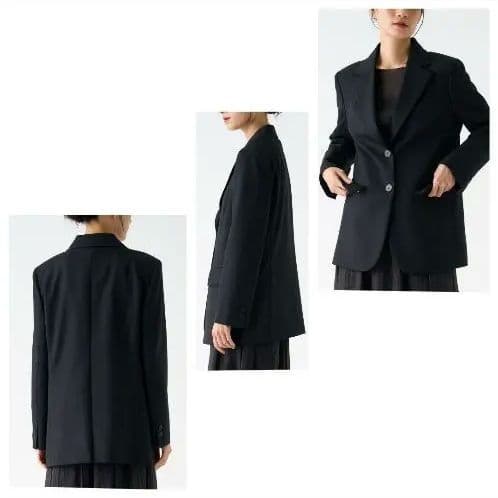 レリアン ウール テーラードジャケット 黒 ブラック