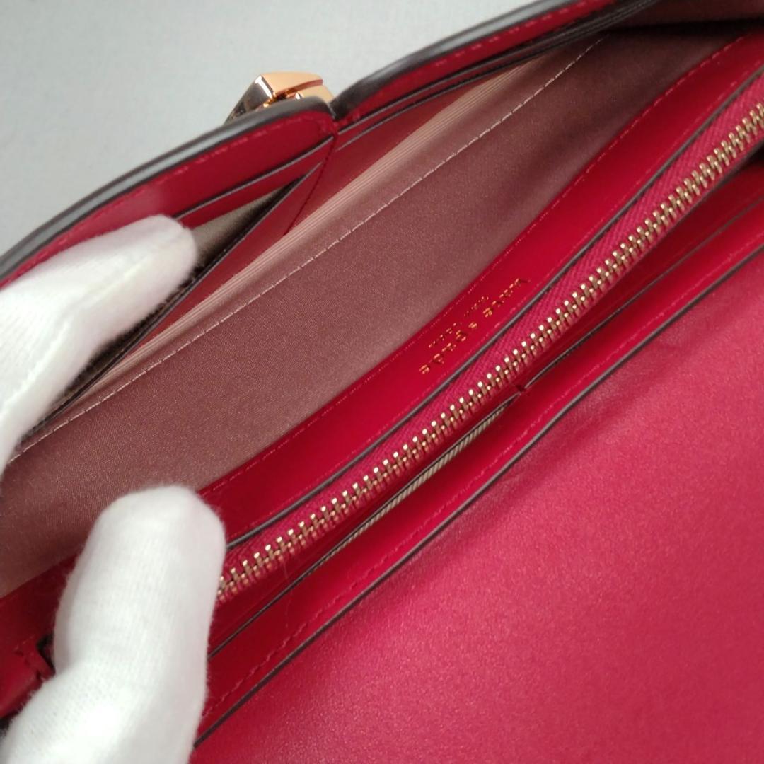 未使用ケイトスペード★ハートターンロックフラップウォレット カーフレザー本革 赤