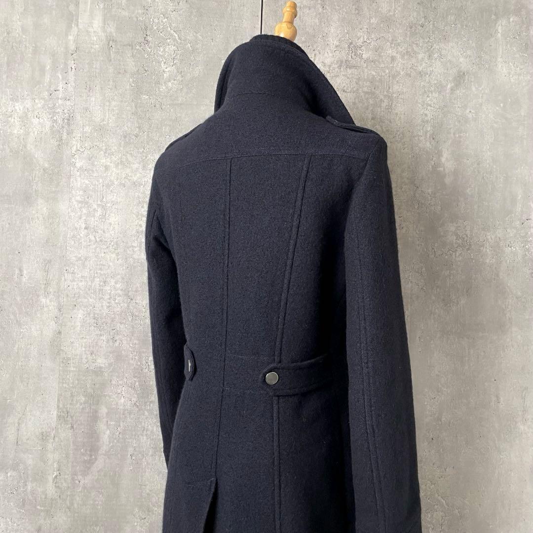 【美品】MAXMARA ライナー付き レイヤード ウール スタンドカラー コート