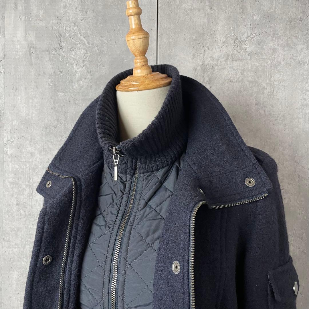 【美品】MAXMARA ライナー付き レイヤード ウール スタンドカラー コート