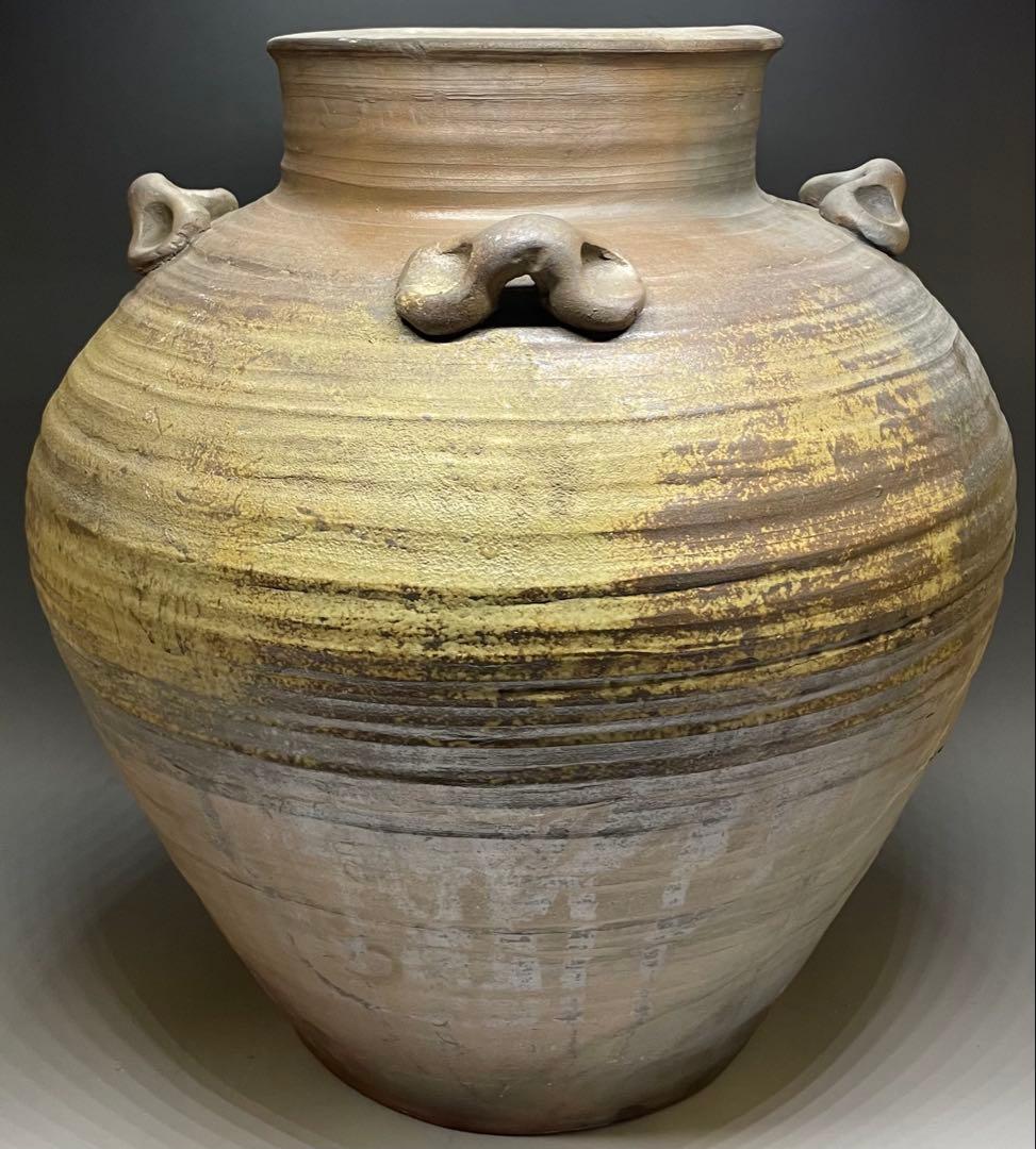 古備前　桃山時代　四耳壺　葉茶壺　大壺　特大　41cm 　f6441