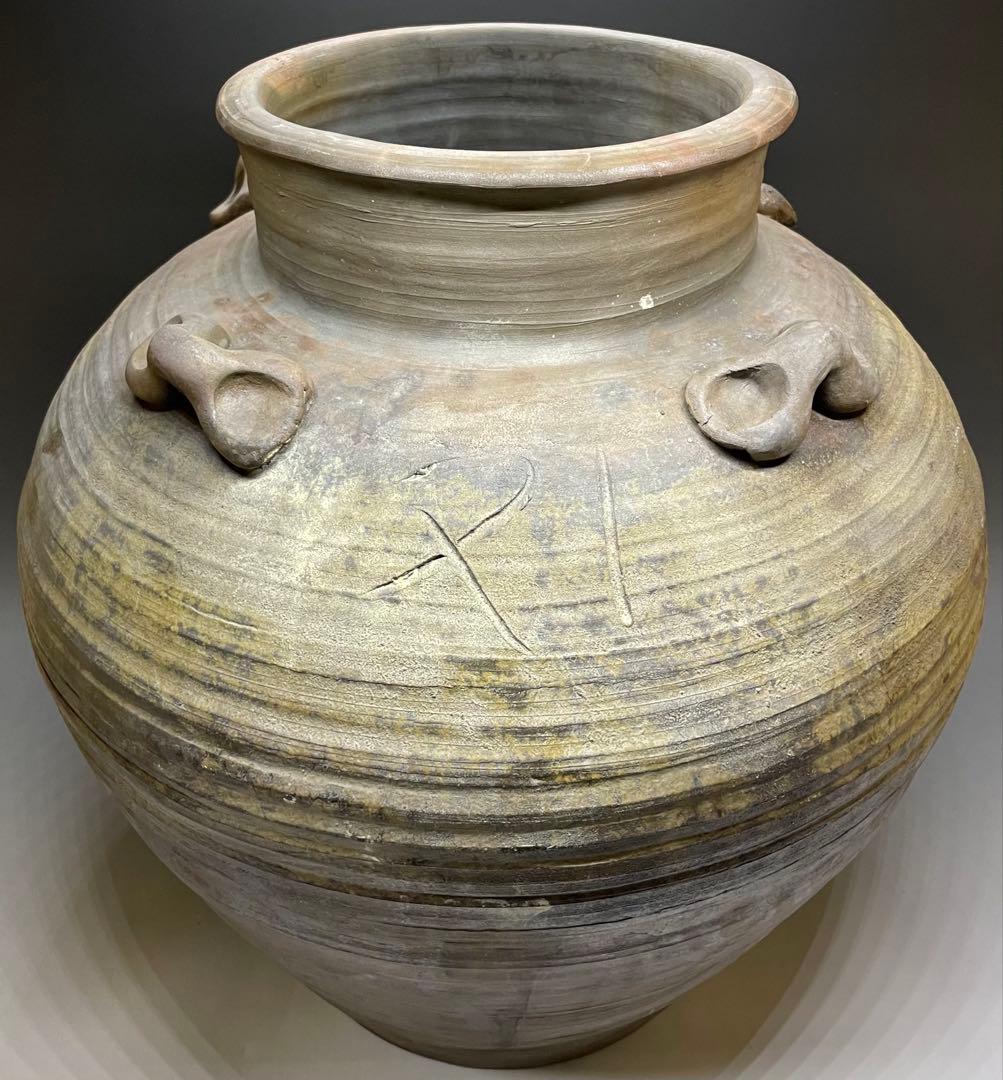 古備前　桃山時代　四耳壺　葉茶壺　大壺　特大　41cm 　f6441