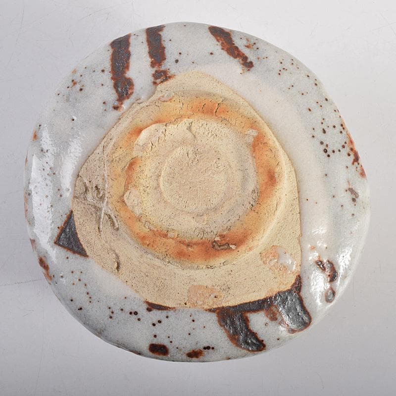 昇　荒川豊蔵　桧垣芦ノ絵鼠志野茶碗　銘朗景即中斎極め箱二重箱　DR8770