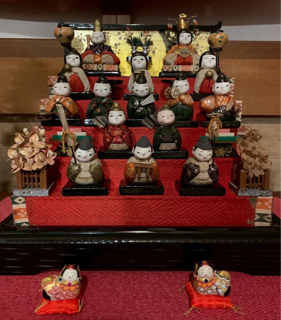 雛人形 ひな祭り 豆雛 伝統的な5段ひな人形セット レア アンティーク 犬筥