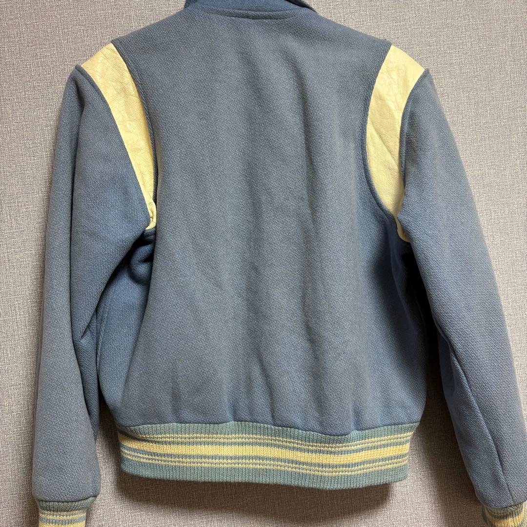 70s~ ビンテージ　ウールリブ　スカイブルー　スタジャン　レアカラー