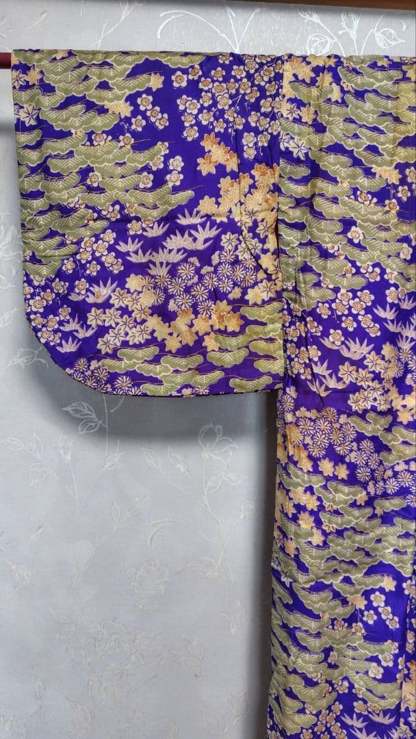 RK526アンティーク子供着物着丈104センチ裄丈52センチ木綿しつけ糸付き