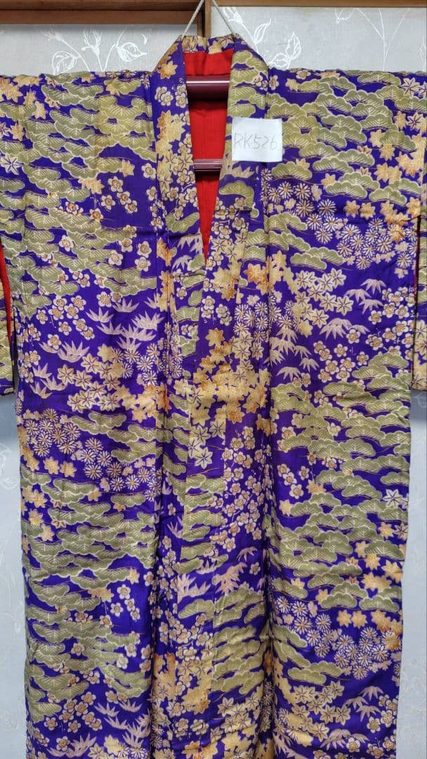 RK526アンティーク子供着物着丈104センチ裄丈52センチ木綿しつけ糸付き
