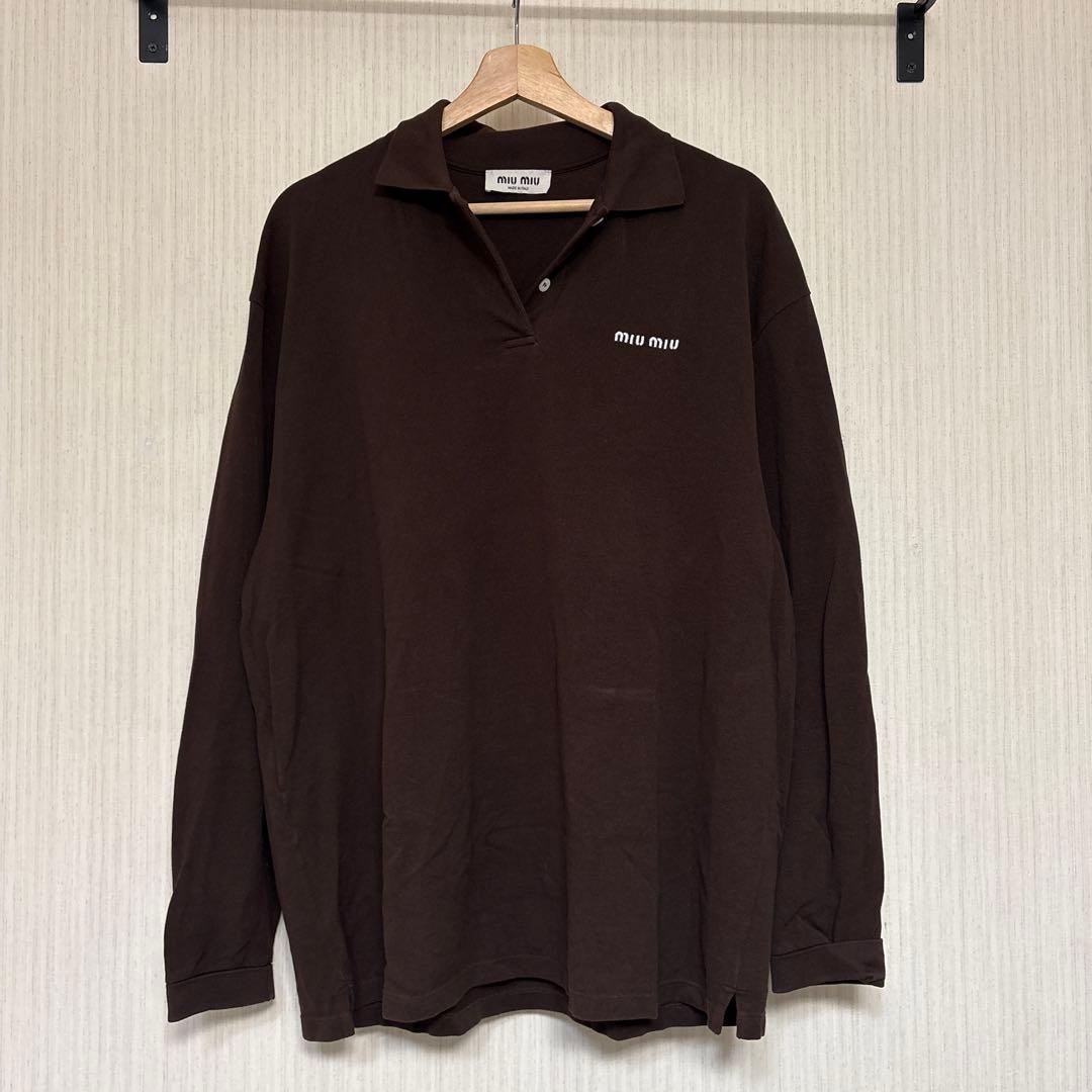miu miu ブラウン 長袖ポロシャツ