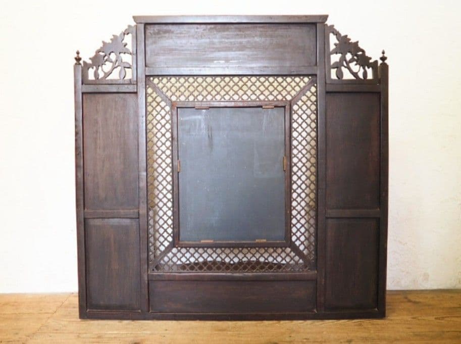 1194 唐木のスタンドミラー　キャビネット　鏡　姿見　紫檀　アンティーク　中国