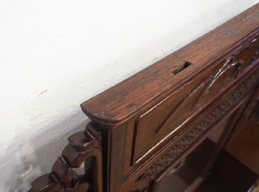 1194 唐木のスタンドミラー　キャビネット　鏡　姿見　紫檀　アンティーク　中国