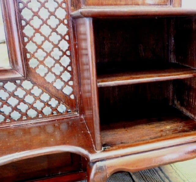 1194 唐木のスタンドミラー　キャビネット　鏡　姿見　紫檀　アンティーク　中国