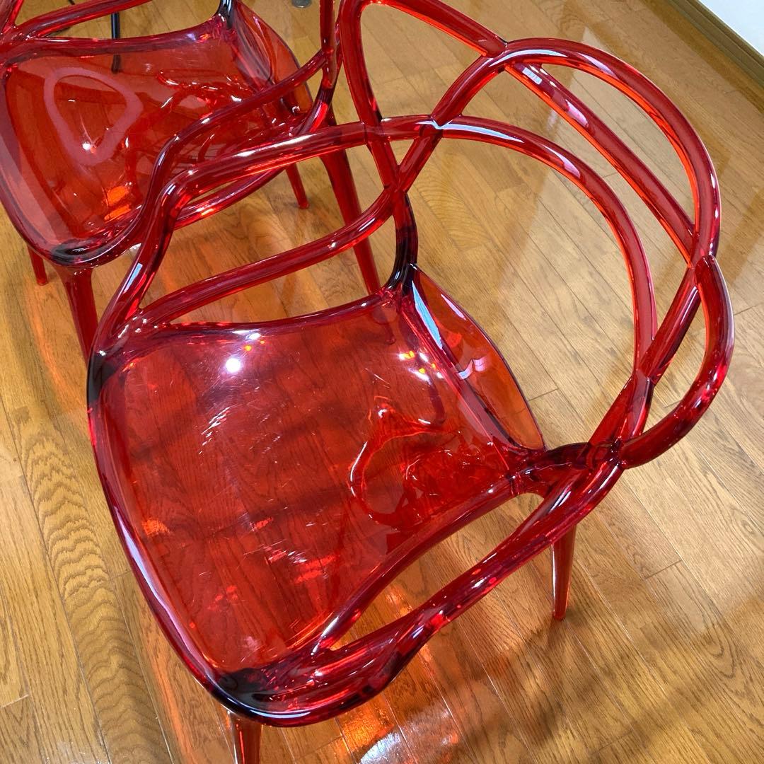 【椅子 クリアレッド】 2脚セット /ジェネリックチェア / ダイニングチェア
