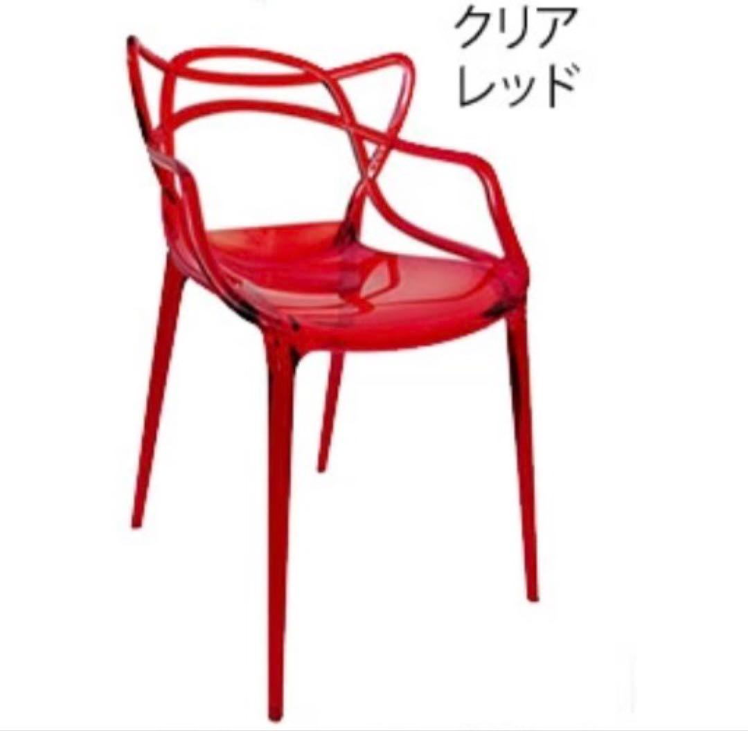 【椅子 クリアレッド】 2脚セット /ジェネリックチェア / ダイニングチェア